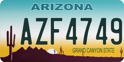 AZ license plate AZF4749