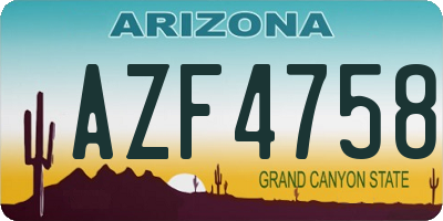AZ license plate AZF4758