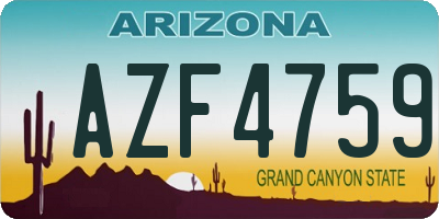 AZ license plate AZF4759
