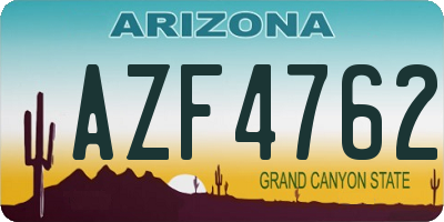 AZ license plate AZF4762