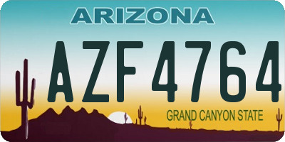 AZ license plate AZF4764