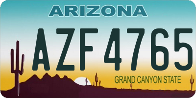 AZ license plate AZF4765