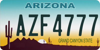 AZ license plate AZF4777