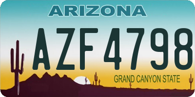 AZ license plate AZF4798