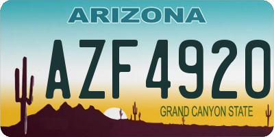AZ license plate AZF4920