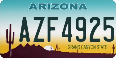 AZ license plate AZF4925