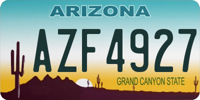AZ license plate AZF4927