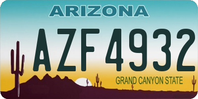 AZ license plate AZF4932