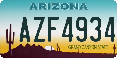 AZ license plate AZF4934