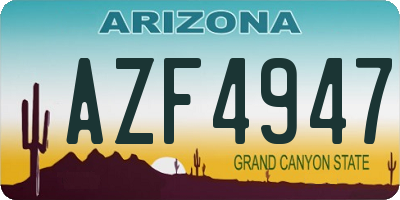 AZ license plate AZF4947