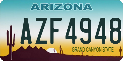 AZ license plate AZF4948