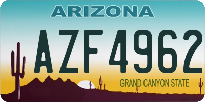 AZ license plate AZF4962