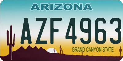 AZ license plate AZF4963