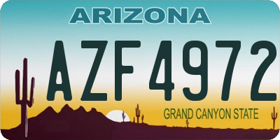 AZ license plate AZF4972