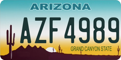 AZ license plate AZF4989