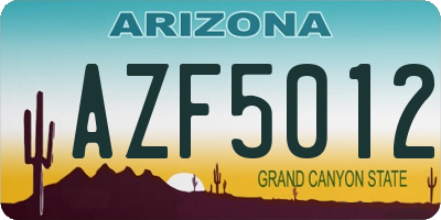 AZ license plate AZF5012