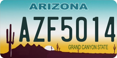 AZ license plate AZF5014