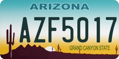 AZ license plate AZF5017