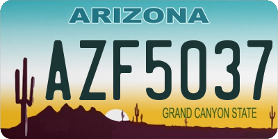 AZ license plate AZF5037