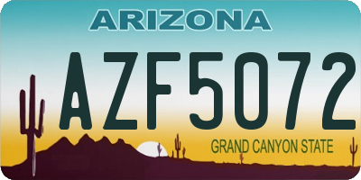 AZ license plate AZF5072