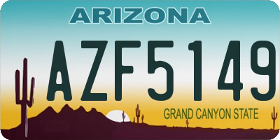 AZ license plate AZF5149