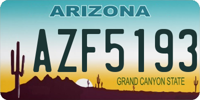 AZ license plate AZF5193
