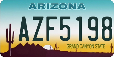 AZ license plate AZF5198