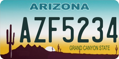 AZ license plate AZF5234