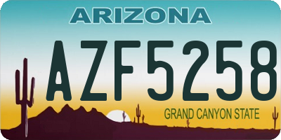 AZ license plate AZF5258