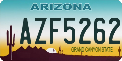 AZ license plate AZF5262
