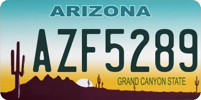 AZ license plate AZF5289