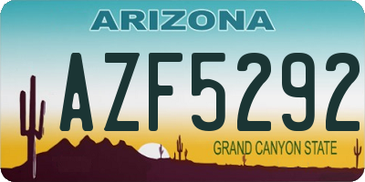 AZ license plate AZF5292