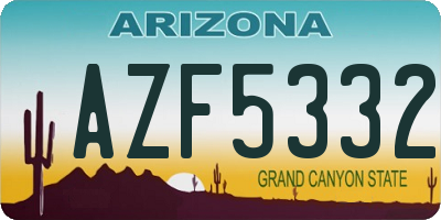 AZ license plate AZF5332