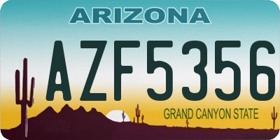AZ license plate AZF5356