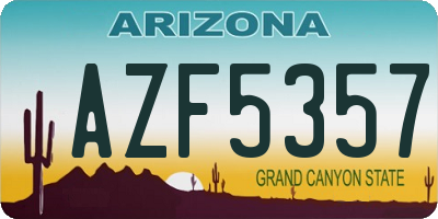 AZ license plate AZF5357