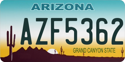 AZ license plate AZF5362
