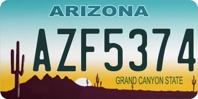 AZ license plate AZF5374