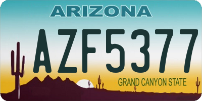 AZ license plate AZF5377