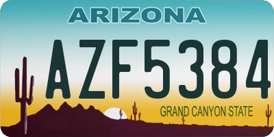 AZ license plate AZF5384