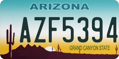 AZ license plate AZF5394
