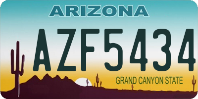 AZ license plate AZF5434