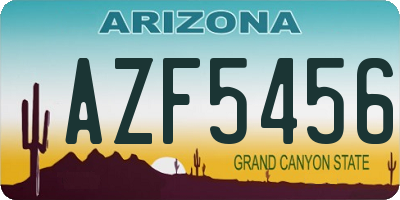 AZ license plate AZF5456
