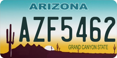 AZ license plate AZF5462