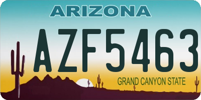 AZ license plate AZF5463