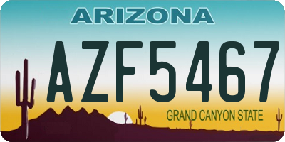 AZ license plate AZF5467