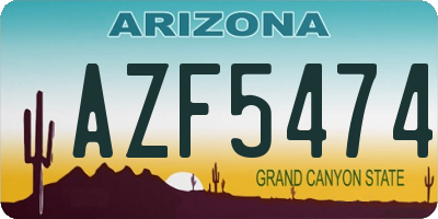 AZ license plate AZF5474