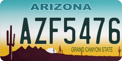 AZ license plate AZF5476