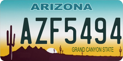 AZ license plate AZF5494