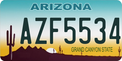 AZ license plate AZF5534
