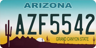 AZ license plate AZF5542